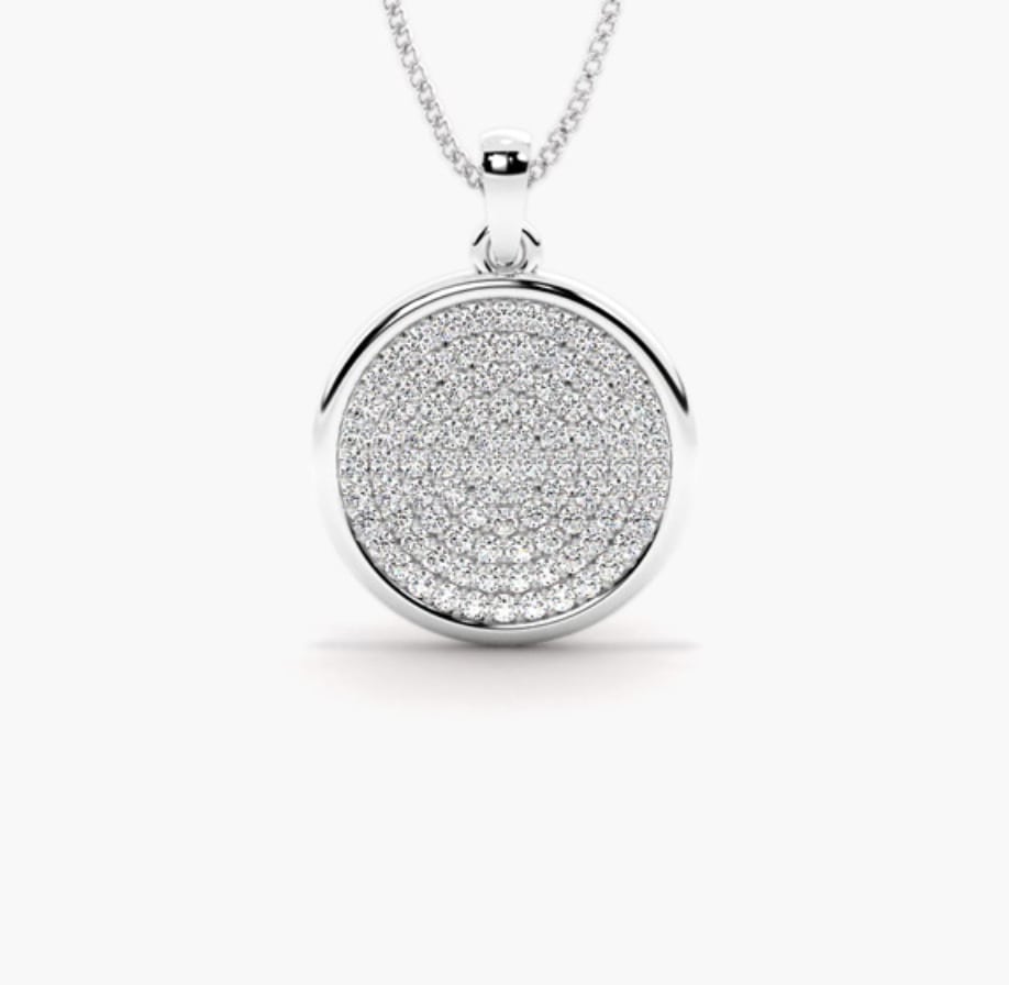 Penthea 0.38 Carat Natural Diamond Pave Set Circle Pendant Necklace