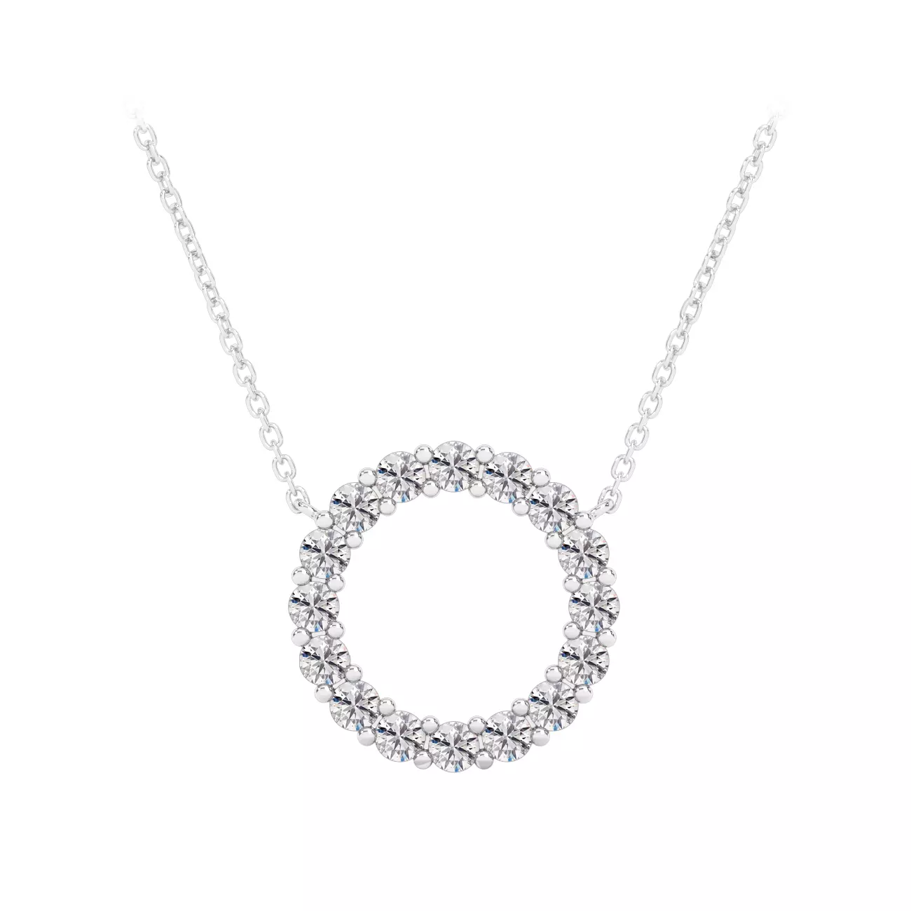 Pervaiz 1.08 Carat Natural Diamond Shared Prong Circle Pendant Necklace