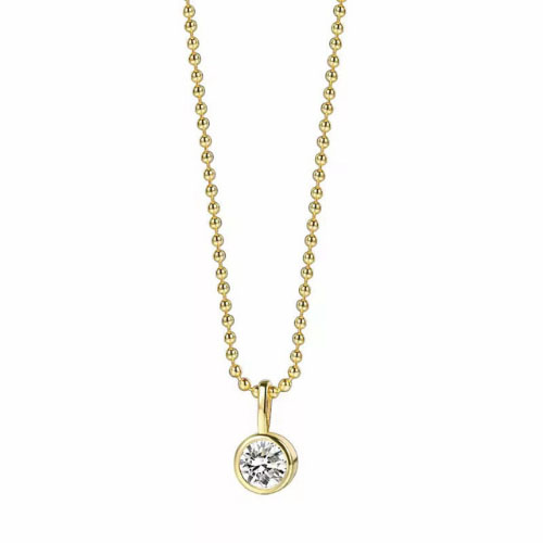 Quenilda Natural Diamond Bezel Set Solitaire Pendant Necklace