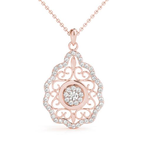 Tandi Lab Grown Diamond Rose Gold Pave Set Cluster Pendant Necklace