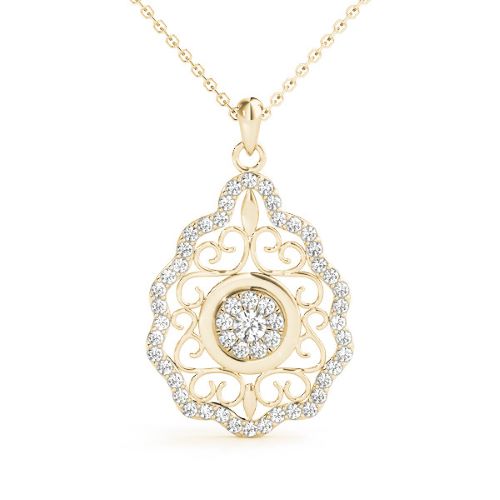 Tandi Lab Grown Diamond Yellow Gold Pave Set Cluster Pendant Necklace