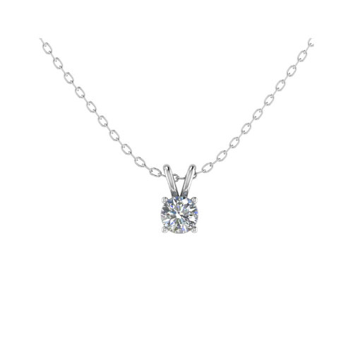 Qurndreda Natural Diamond 4 Prong Solitaire Pendant Necklace