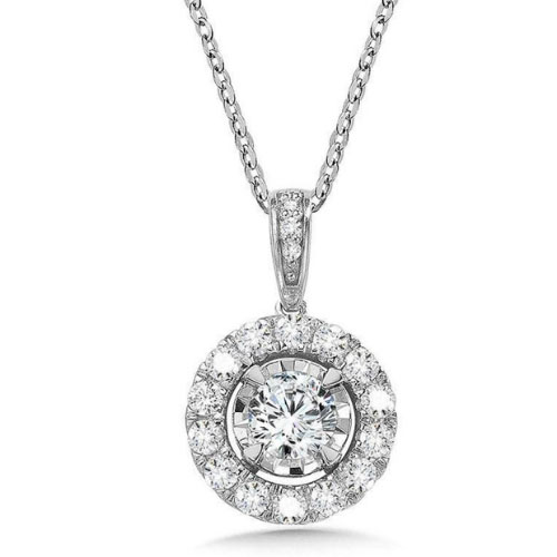 Tiffani Natural Diamond Halo Pendant Necklace