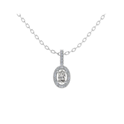 Talisha Lab Grown Diamond 4 Prong Halo Pendant Necklace