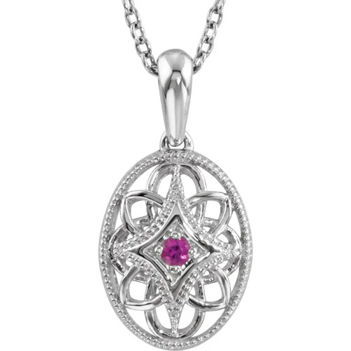 Pilvi Natural Ruby Rose Gold 4 Prong  Necklace