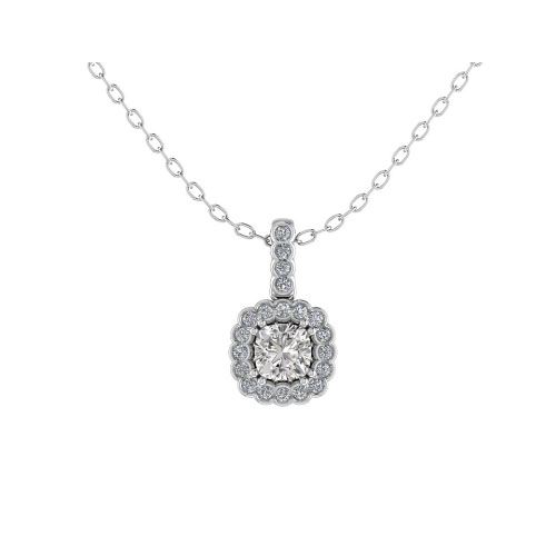 Tamanna Lab Grown Diamond Double Prong Halo Pendant Necklace