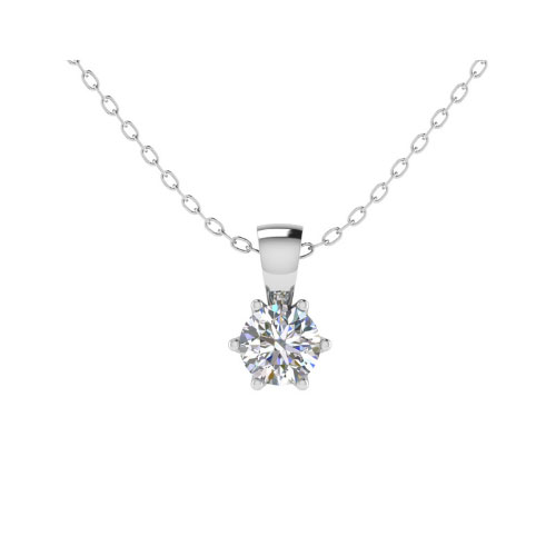 Tayla Natural Diamond 6 Prong Solitaire Pendant Necklace
