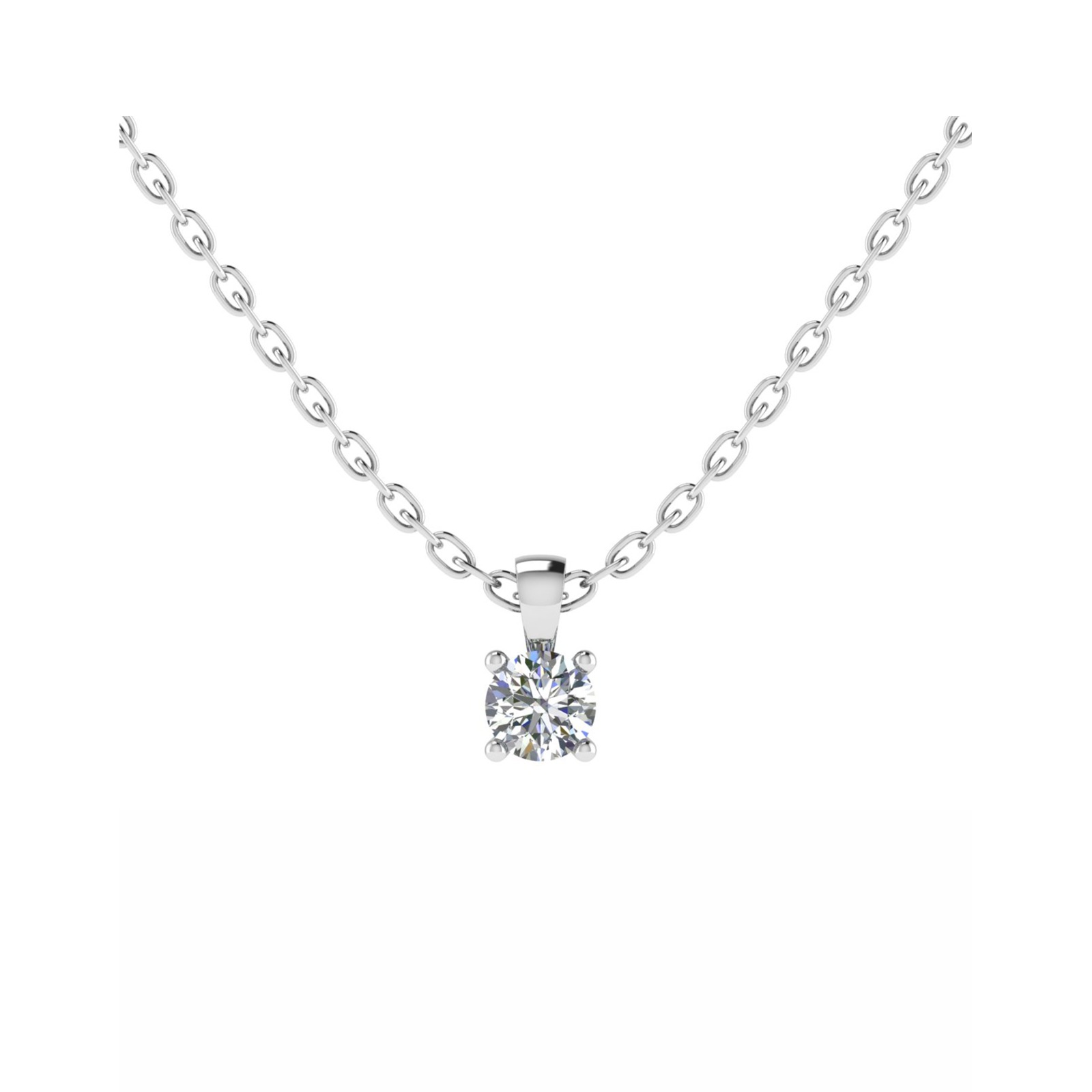Quinlee Natural Diamond 4 Prong Solitaire Pendant Necklace