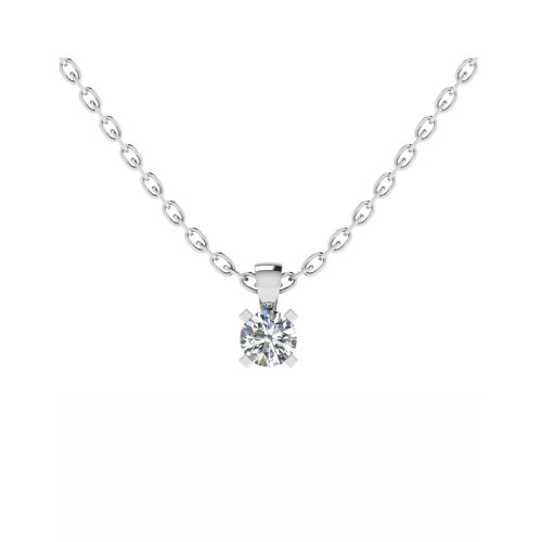 Taylee Natural Diamond 4 Prong Solitaire Pendant Necklace