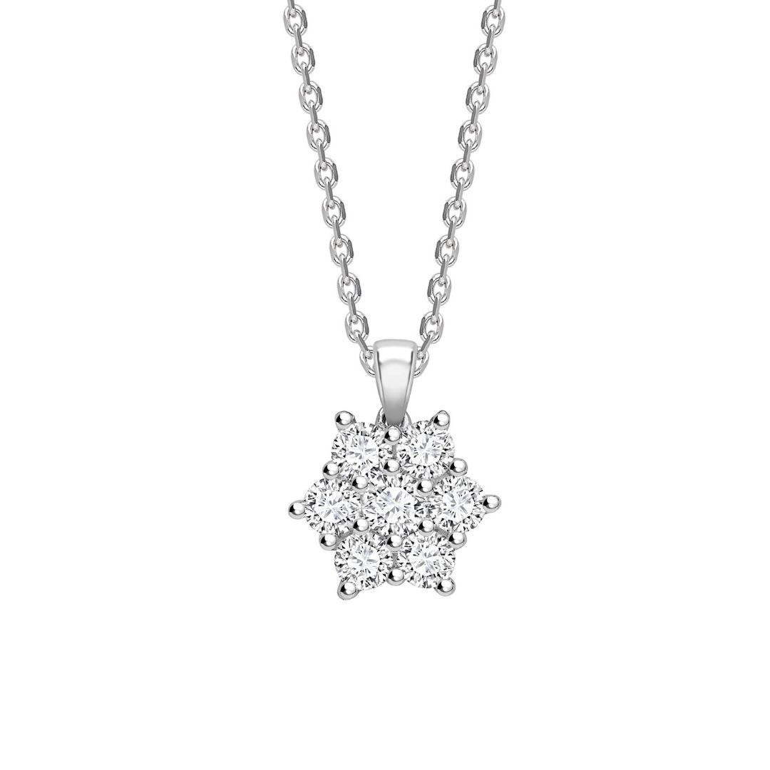 Tashia 1.00 - 2.80 Carat Natural Diamond Prong Set Cluster Pendant Necklace