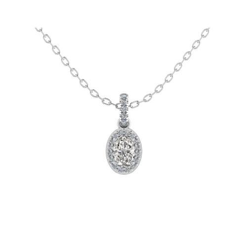 Terese Natural Diamond 4 Prong Halo Pendant Necklace