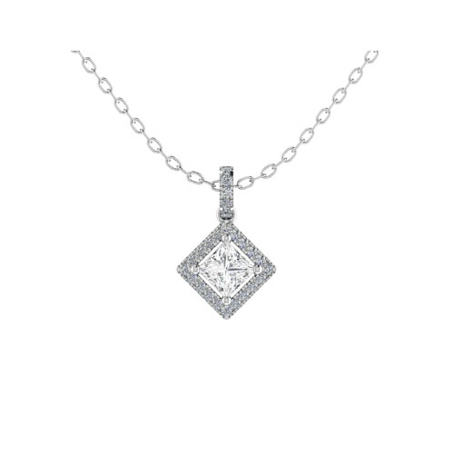 Tesslyn Lab Grown Diamond 4 Prong Halo Pendant Necklace