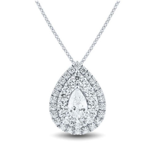 Tanika Lab Grown Diamond 3 Prong Halo Pendant Necklace