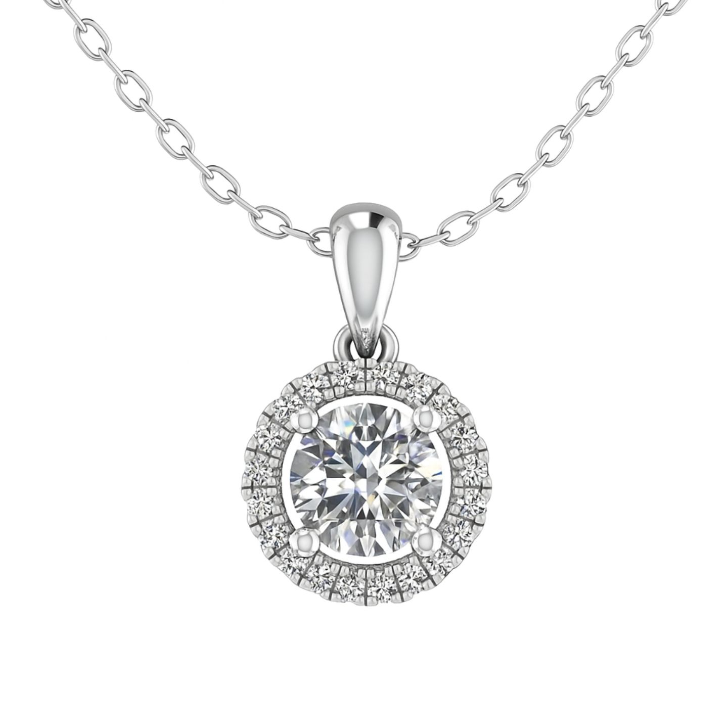 Tarynn Lab Grown Diamond 4 Prong Halo Pendant Necklace