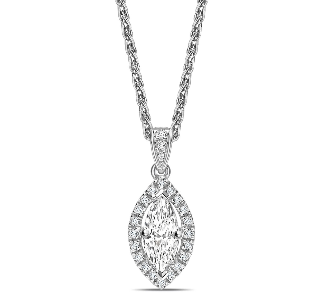 Teela Lab Grown Diamond 4 Prong Halo Pendant Necklace