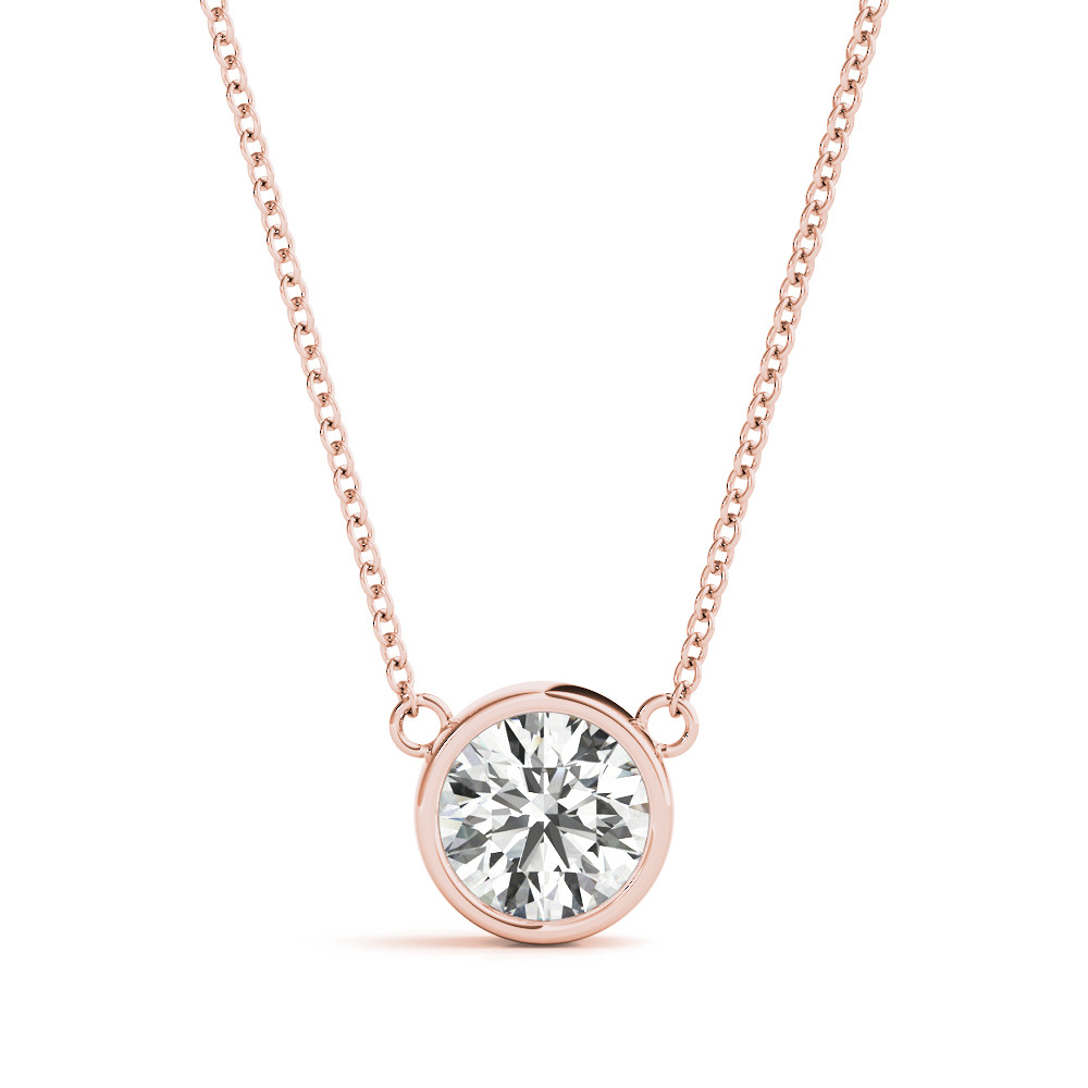 Tilley Natural Diamond Rose Gold Bezel Set Solitaire Pendant Necklace