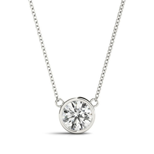 Tilley Natural Diamond Bezel Set Solitaire Pendant Necklace