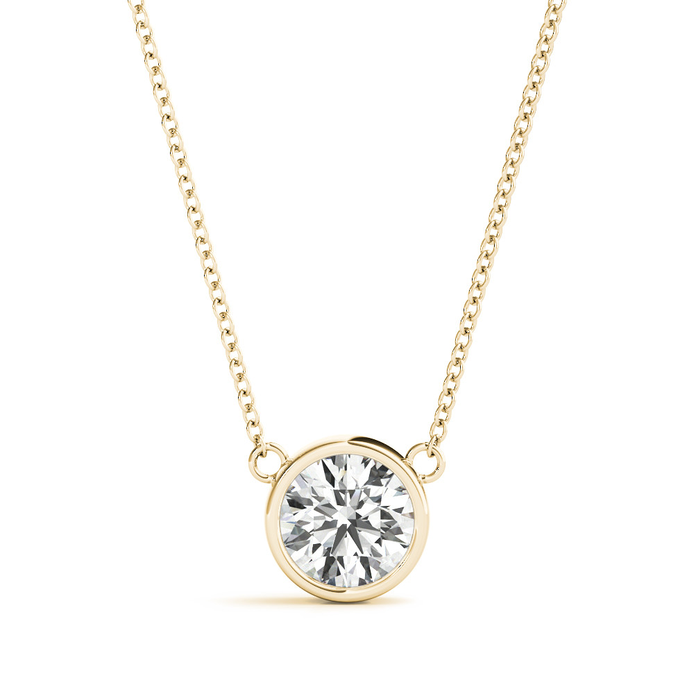 Tilley Natural Diamond Yellow Gold Bezel Set Solitaire Pendant Necklace