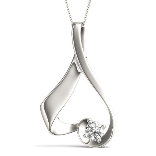 Rexine Natural Diamond 4 Prong Solitaire Pendant Necklace
