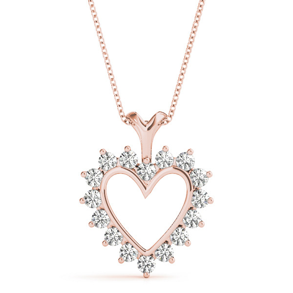 Feifei Lab Grown Diamond Rose Gold Channel And Prong Set Heart Necklace