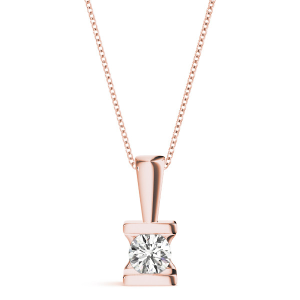 Ricela Lab Grown Diamond Rose Gold Channel Set Solitaire Pendant Necklace