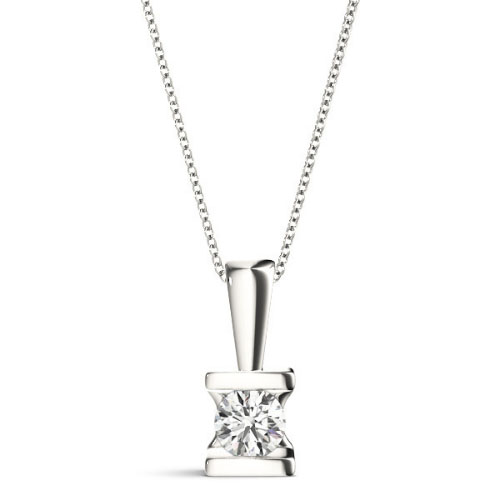 Ricela Lab Grown Diamond Channel Set Solitaire Pendant Necklace