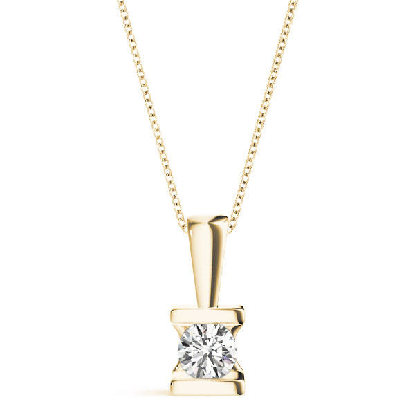 Ricela Lab Grown Diamond Yellow Gold Channel Set Solitaire Pendant Necklace