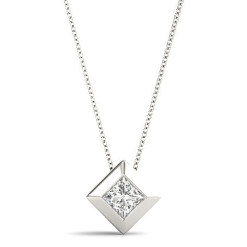 Richarede Lab Grown Diamond Bezel Set Solitaire Pendant Necklace