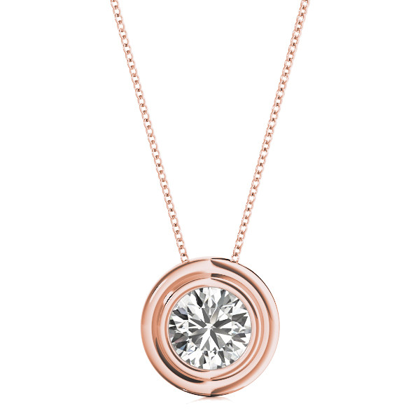 Lab Grown Diamond Rose Gold Solitaire Pendant Necklace