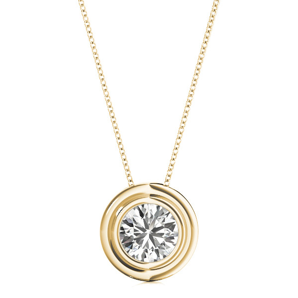 Lab Grown Diamond Yellow Gold Solitaire Pendant Necklace