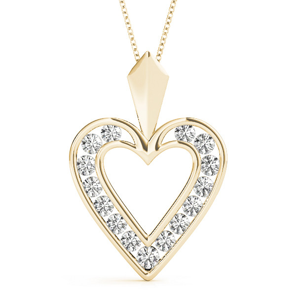 Lily Lab Grown Diamond Yellow Gold Channel Set Heart Necklace
