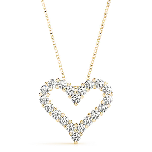 Sonica Lab Grown Diamond Yellow Gold Shared Prong Heart Necklace