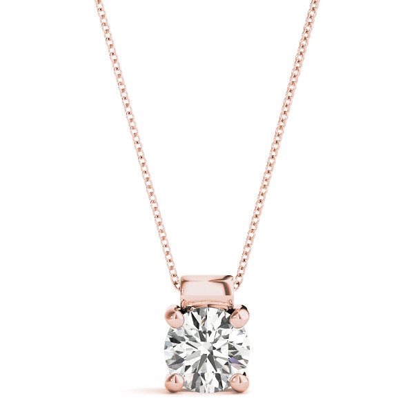 Richela Natural Diamond Rose Gold 4 Prong Solitaire Pendant Necklace
