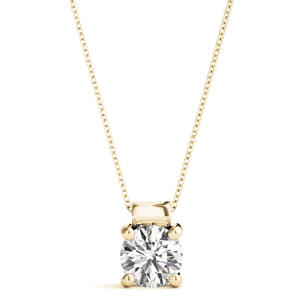 Richela Natural Diamond Yellow Gold 4 Prong Solitaire Pendant Necklace