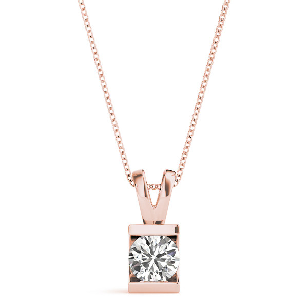 Tyna Natural Diamond Rose Gold Solitaire Pendant Necklace