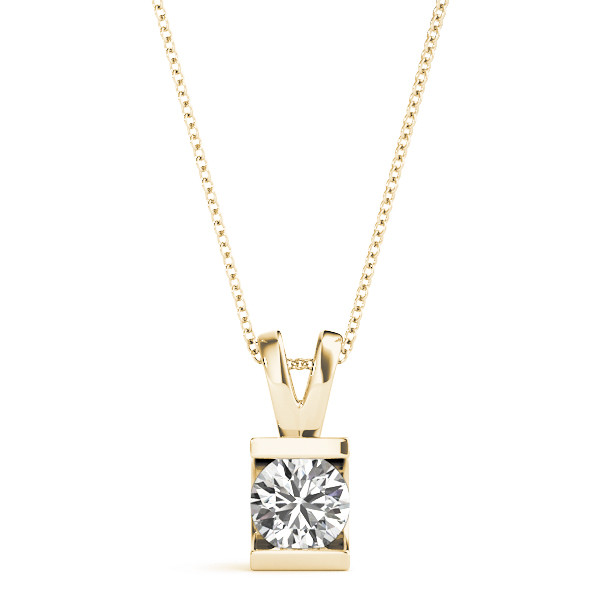 Tyna Natural Diamond Yellow Gold Solitaire Pendant Necklace