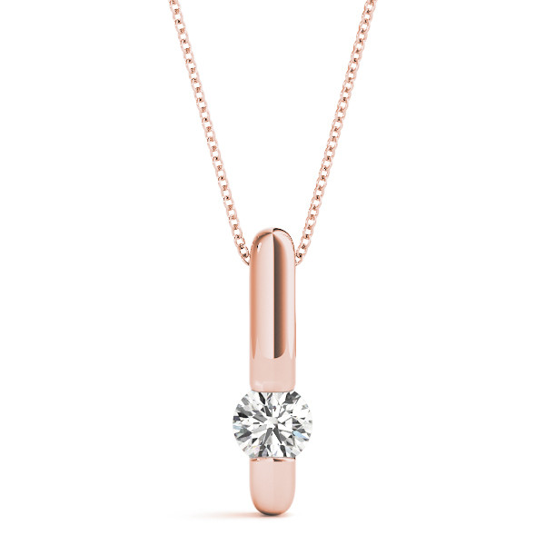 Ricula Natural Diamond Rose Gold Channel Set Solitaire Pendant Necklace