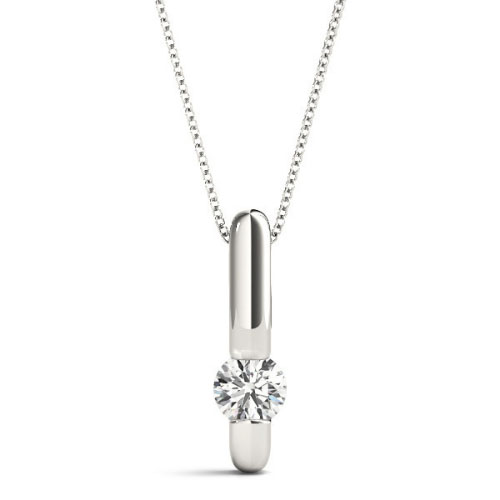 Ricula Natural Diamond Channel Set Solitaire Pendant Necklace