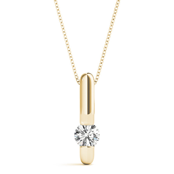 Ricula Natural Diamond Yellow Gold Channel Set Solitaire Pendant Necklace