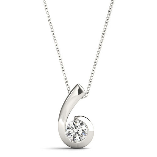 Rikilda Natural Diamond Semi Bezel Solitaire Pendant Necklace