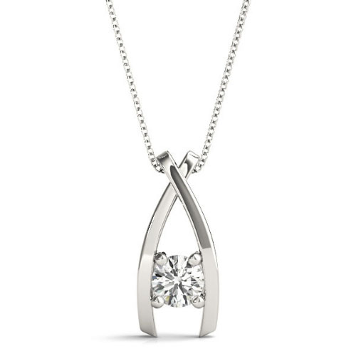 Riliegh Natural Diamond 4 Prong Solitaire Pendant Necklace