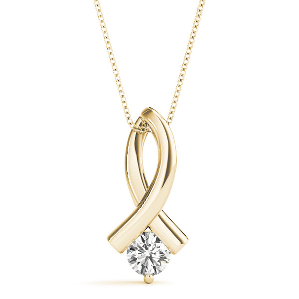 Rilletta Natural Diamond Yellow Gold Prong Set Solitaire Pendant Necklace