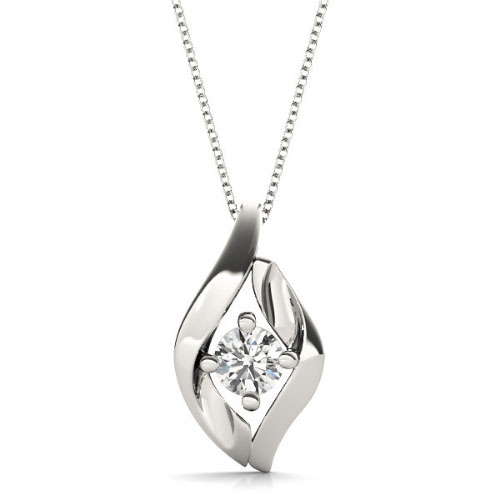 Risica Natural Diamond 4 Prong Solitaire Pendant Necklace