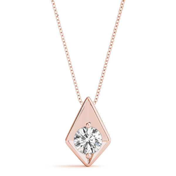 Robee Natural Diamond Rose Gold 2 Prong Solitaire Pendant Necklace