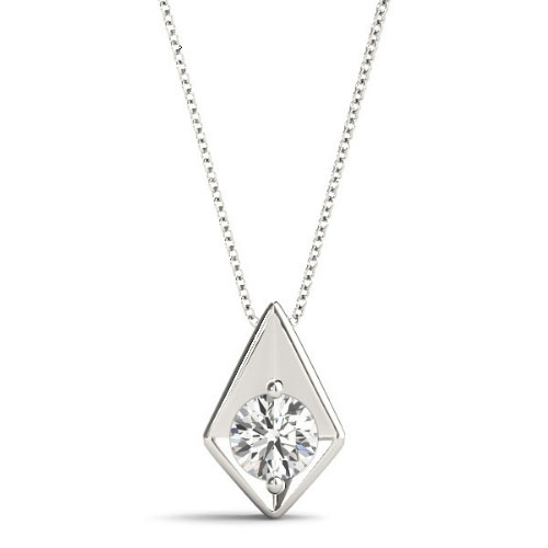 Robee Natural Diamond 2 Prong Solitaire Pendant Necklace