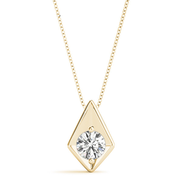 Robee Natural Diamond Yellow Gold 2 Prong Solitaire Pendant Necklace
