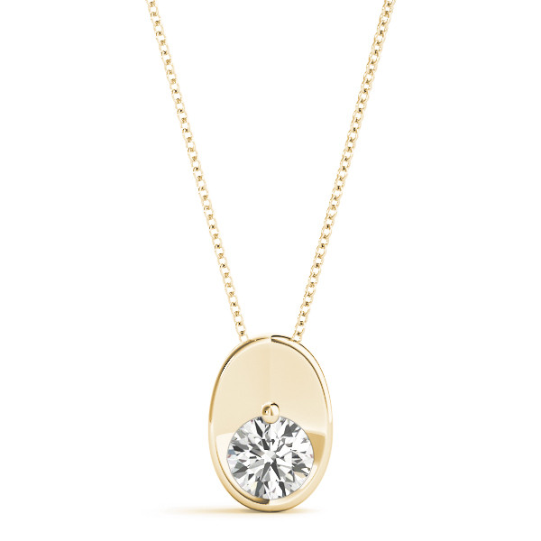 Robene Natural Diamond Yellow Gold Prong Set Solitaire Pendant Necklace