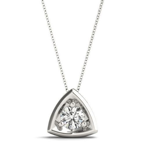 Roberlie Natural Diamond Silver 3 Prong Solitaire Pendant Necklace