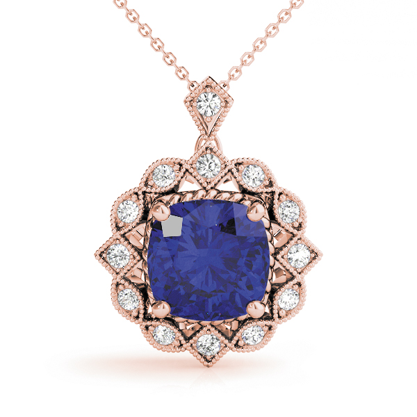 Preetha Blue Sapphire Rose Gold 4 Prong 