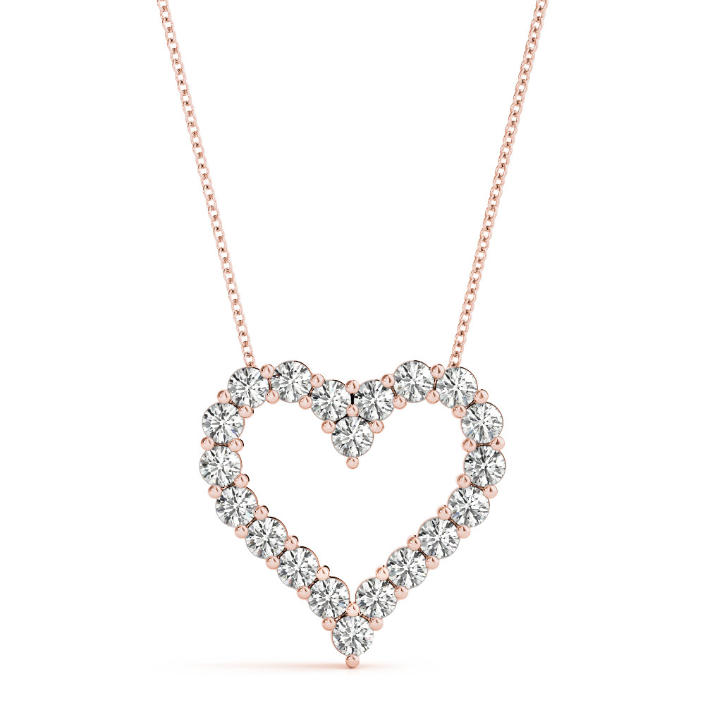 Shuly Lab Grown Diamond Rose Gold Shared Prong Heart Necklace